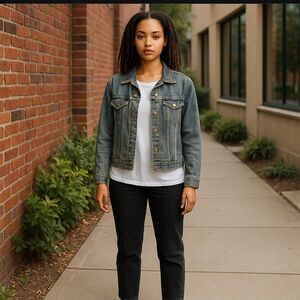 Chico’s Design Y2K Vintage 80’s 90’s Denim Jean Jacket Woman’s‎ Size 1 Med Wash